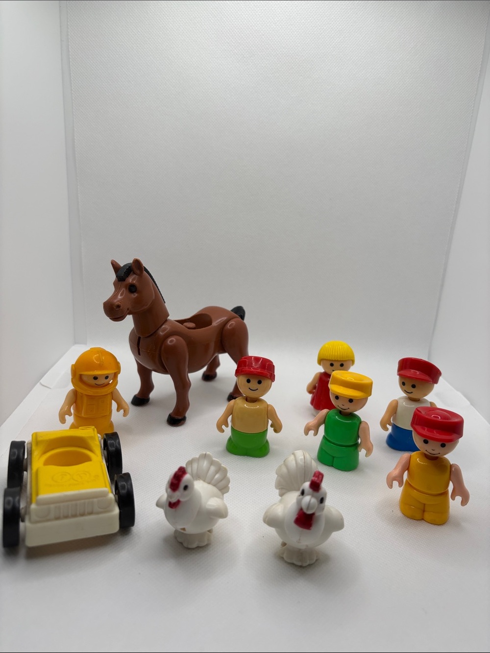 VTG 80s Playskool Li’l Playmates Farm and Family , Astronaut + Fisher-Price car